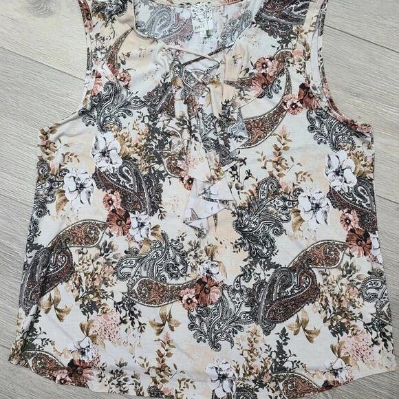 Naif Top 1x Plus Size V Neck Criss Cross Stretch Floral - Picture 1 of 5